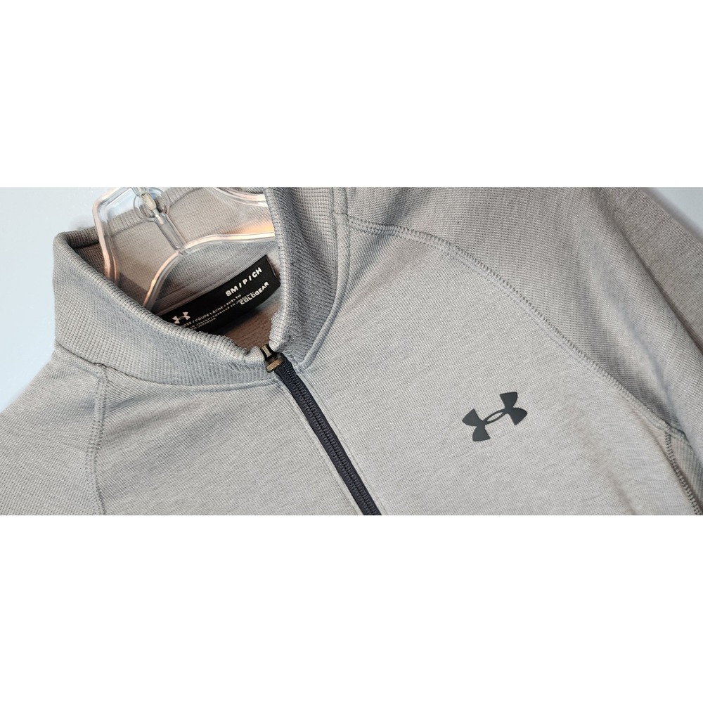 Under Armour ColdGear Mens Pullover Quarter Zip Athletic Top Gray Small‎ Loose